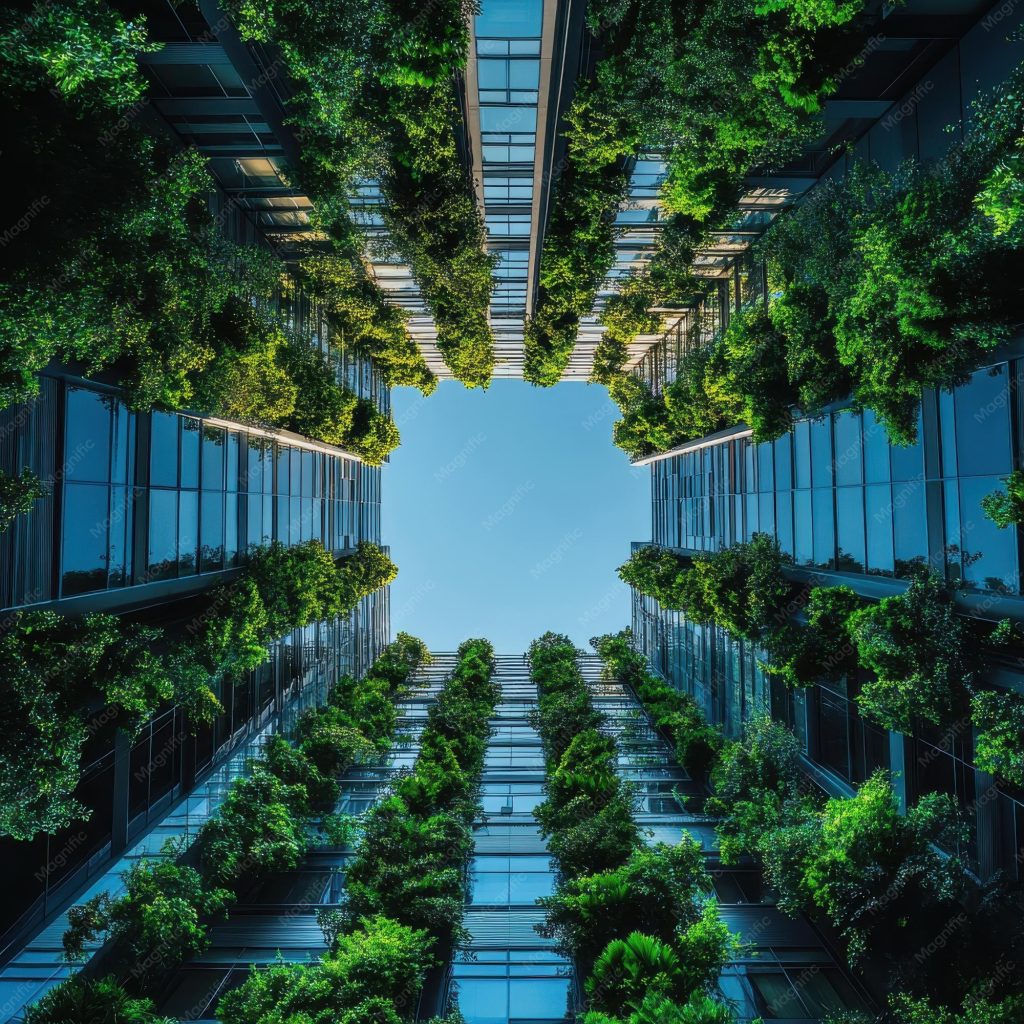 greenery city buildings